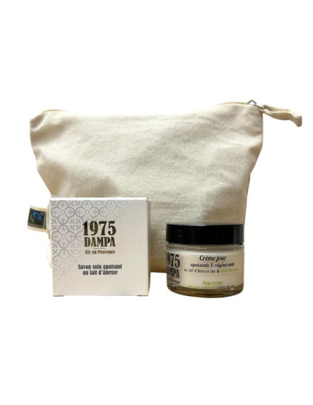 Coffret soin du visage - Crème de jour, savon solide lait d'ânesse