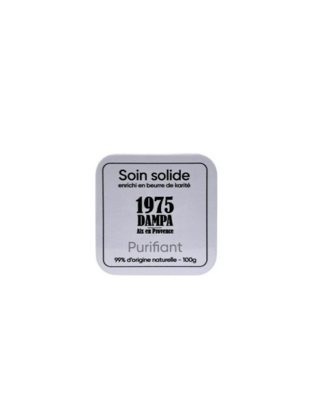 Purifying care soap with activated charcoal and metal tin