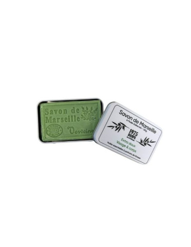 Marseille Soap scented with verbena and metal tin