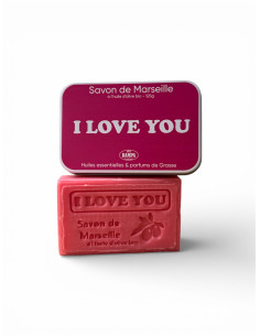 Savon de Marseille "Je t'aime" et boite métal 2