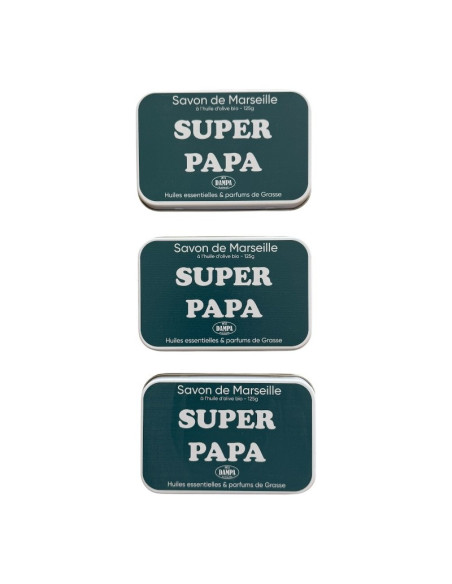 Savon de Marseille "Papa" et boite métal "Super Papa"